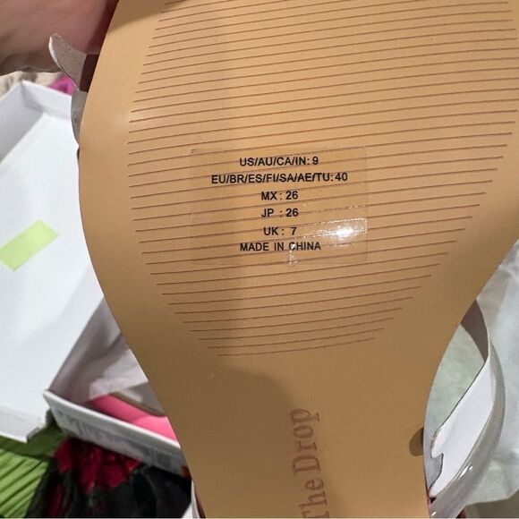 The Drop Women's Pink/Clear Avery Square Toe Two Strap High Heeled Slide Size 9 - Picture 6 of 6